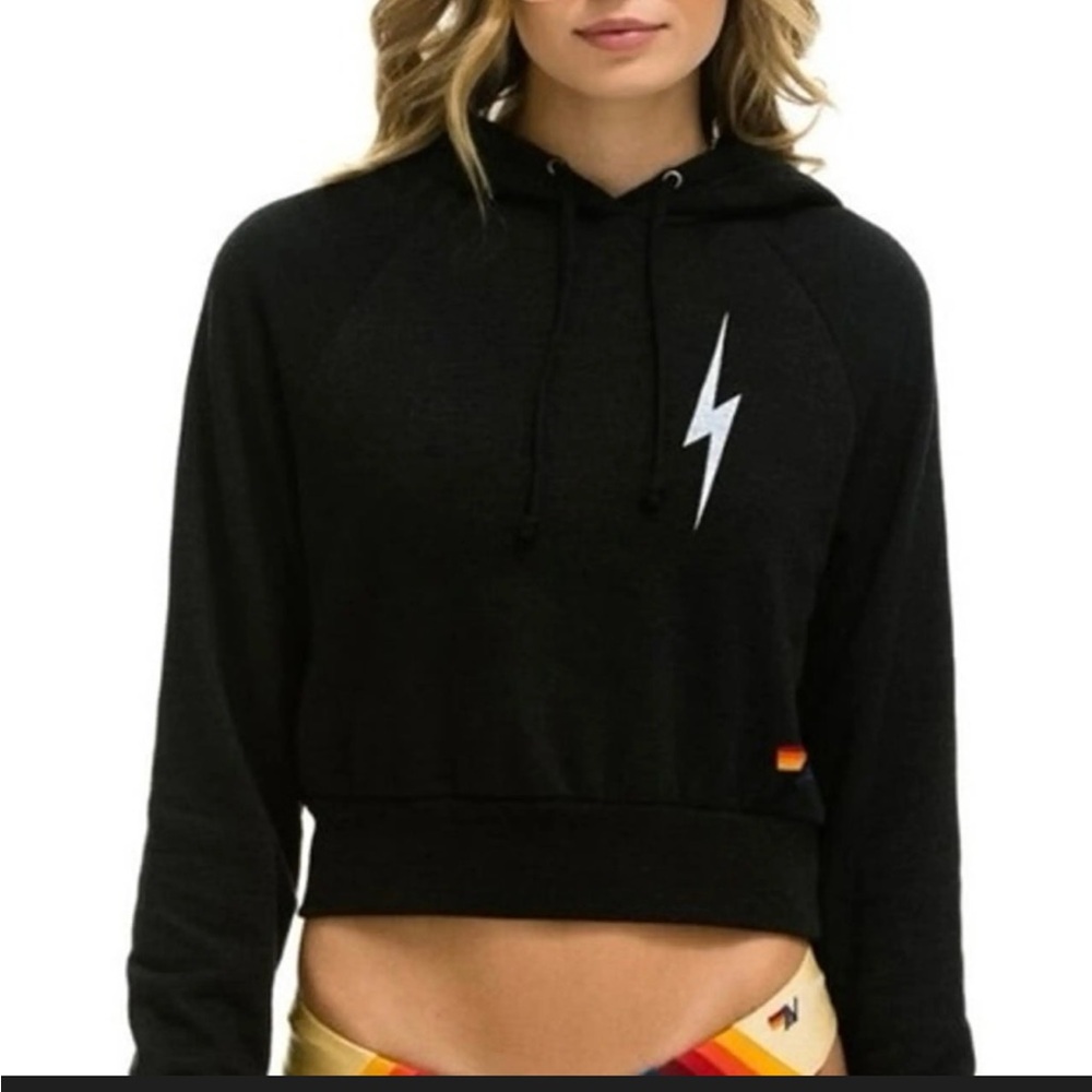 Aviator nation Black bolt cropped  Women's Hoodie size medium